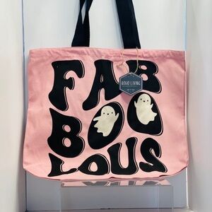 Pink FAB-BOO-LOUS Ghost Halloween Reusable Canvas Eco Shopping Bag